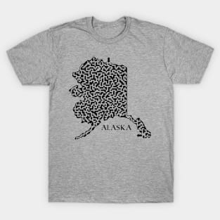 Alaska State Outline Maze & Labyrinth T-Shirt